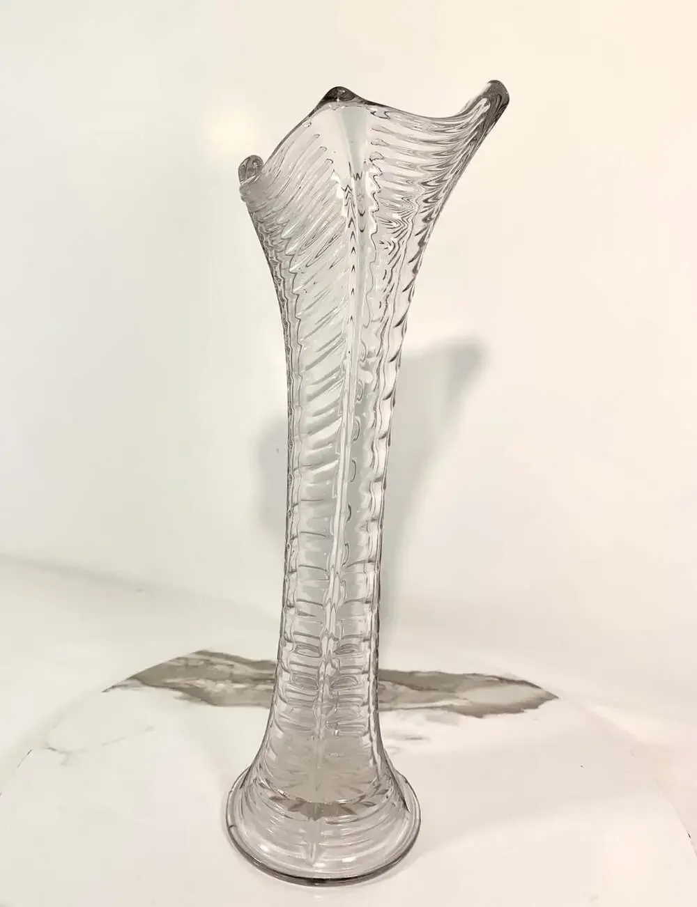 Vintage Swung  Glass Vase Art Deco Clear